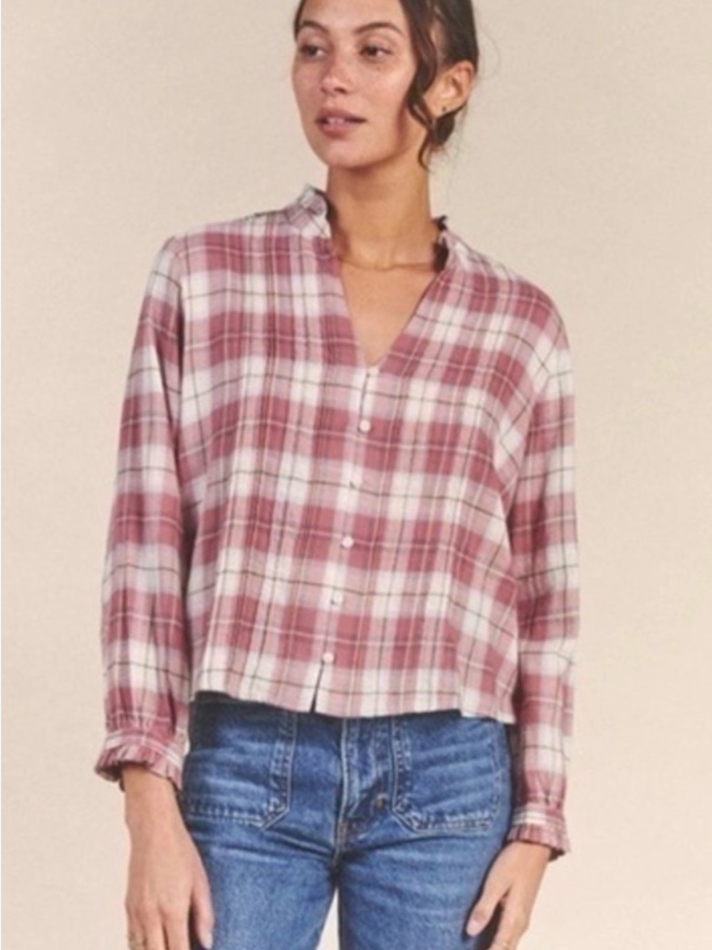 BNWT Trovata Bird of Paradis Finley Pintuck Blouse Canyonplaid Womens XS $206